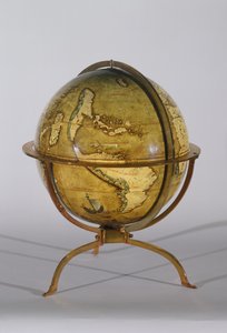Globo Terrestre, um de um par conhecido como globos &39;Brixen&39;, c.1522 (caneta e tinta, wc e guache sobre madeira)